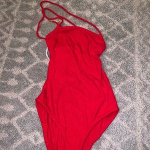 Superdown red bodysuit with tie back. Size S NWT